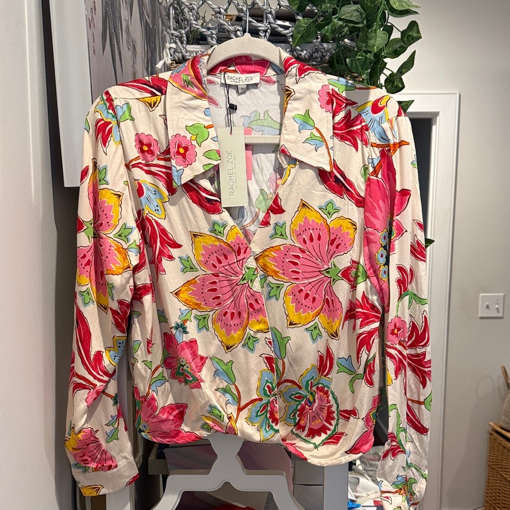 Rachel Zoe Floral Blouse - Pink, Yellow, Green